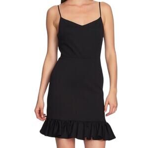 1.STATE Black Sugar Plum Dress Ruffle Hem Adjustable Straps NWT Size 10
